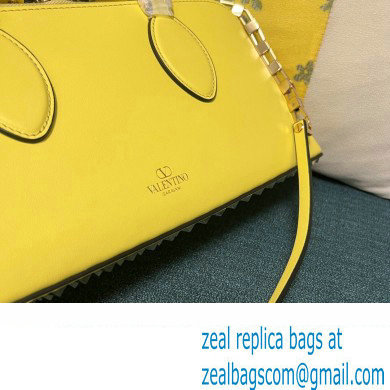 Valentino Rockstud E/W calfskin Large handbag Yellow 2023