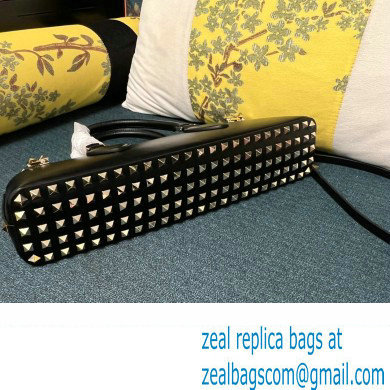 Valentino Rockstud E/W calfskin Small handbag Black/Gold 2023 - Click Image to Close