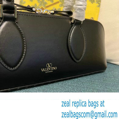 Valentino Rockstud E/W calfskin Small handbag Black/Gold 2023 - Click Image to Close