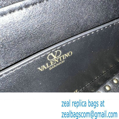 Valentino Rockstud E/W calfskin Small handbag Black/Gold 2023 - Click Image to Close