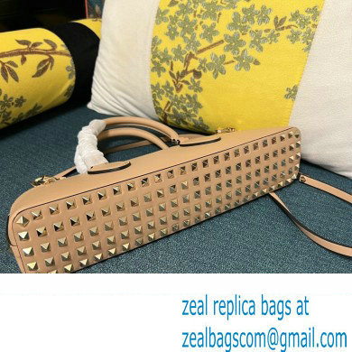 Valentino Rockstud E/W calfskin Small handbag Nude 2023