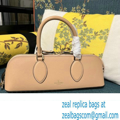 Valentino Rockstud E/W calfskin Small handbag Nude 2023 - Click Image to Close