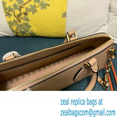 Valentino Rockstud E/W calfskin Small handbag Nude 2023 - Click Image to Close