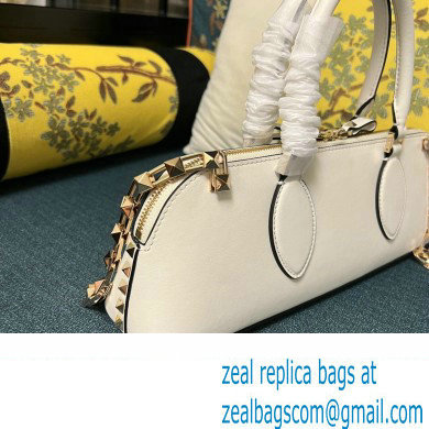 Valentino Rockstud E/W calfskin Small handbag White 2023 - Click Image to Close