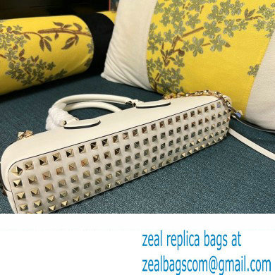 Valentino Rockstud E/W calfskin Small handbag White 2023 - Click Image to Close