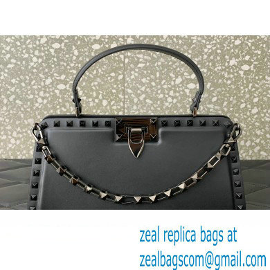 Valentino Rockstud Handbag In Calfskin Black 2024 - Click Image to Close