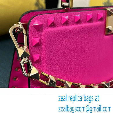 Valentino Rockstud Handbag In Calfskin Fuchsia 2024 - Click Image to Close