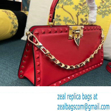 Valentino Rockstud Handbag In Calfskin Red 2024