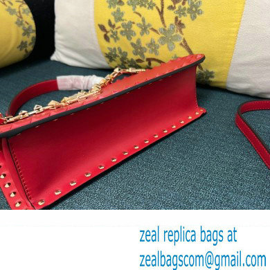 Valentino Rockstud Handbag In Calfskin Red 2024