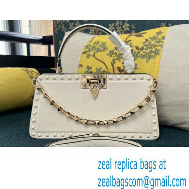 Valentino Rockstud Handbag In Calfskin White 2024