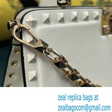 Valentino Rockstud Handbag In Calfskin White 2024 - Click Image to Close