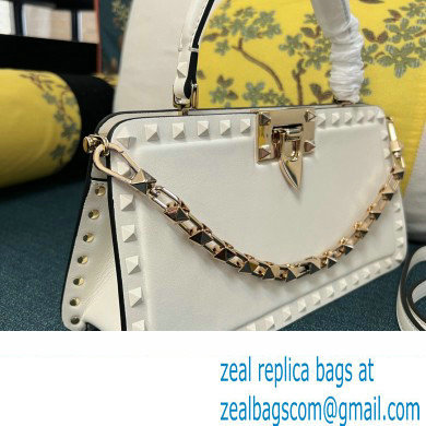 Valentino Rockstud Handbag In Calfskin White 2024 - Click Image to Close