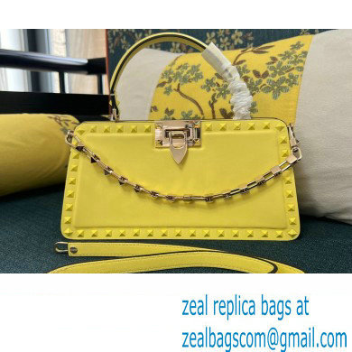 Valentino Rockstud Handbag In Calfskin Yellow 2024