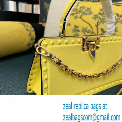 Valentino Rockstud Handbag In Calfskin Yellow 2024