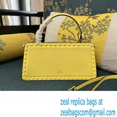 Valentino Rockstud Handbag In Calfskin Yellow 2024