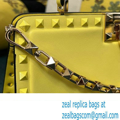 Valentino Rockstud Handbag In Calfskin Yellow 2024