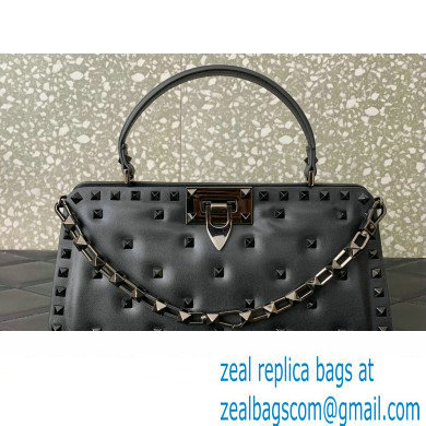 Valentino Rockstud Handbag In Padded Nappa Black 2024