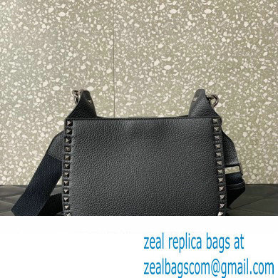 Valentino Rockstud Hobo Bag in Grainy Calfskin Black 2024