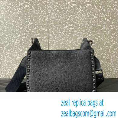 Valentino Rockstud Hobo Bag in Grainy Calfskin Black 2024 - Click Image to Close