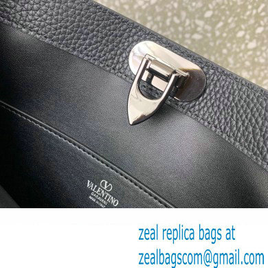 Valentino Rockstud Hobo Bag in Grainy Calfskin Black 2024