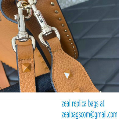Valentino Rockstud Hobo Bag in Grainy Calfskin Brown 2024