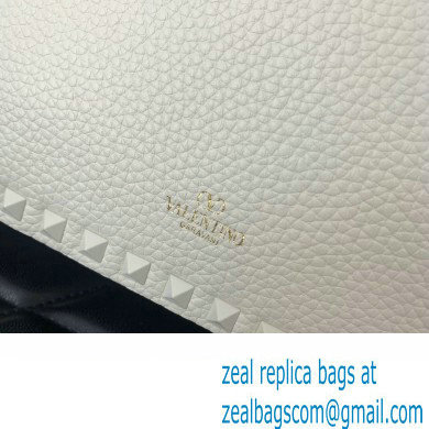 Valentino Rockstud Hobo Bag in Grainy Calfskin White 2024 - Click Image to Close