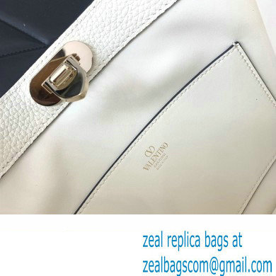 Valentino Rockstud Hobo Bag in Grainy Calfskin White 2024