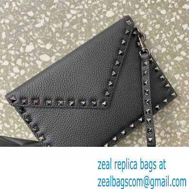 Valentino Rockstud Pouch Clutch Bag in Grainy Calfskin Black 2024 - Click Image to Close