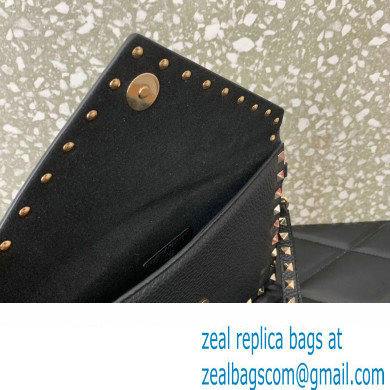 Valentino Rockstud Pouch Clutch Bag in Grainy Calfskin Black/Gold 2024 - Click Image to Close