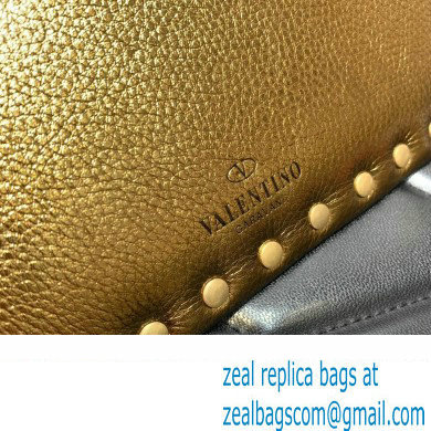 Valentino Rockstud Pouch Clutch Bag in Grainy Calfskin Gold 2024