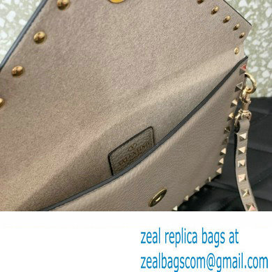 Valentino Rockstud Pouch Clutch Bag in Grainy Calfskin Gray 2024
