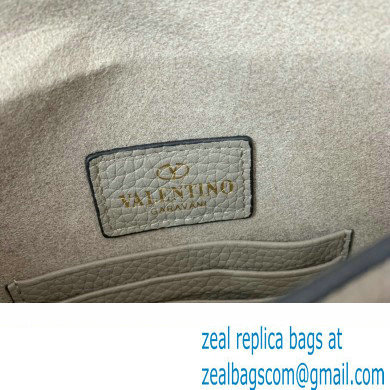 Valentino Rockstud Pouch Clutch Bag in Grainy Calfskin Gray 2024