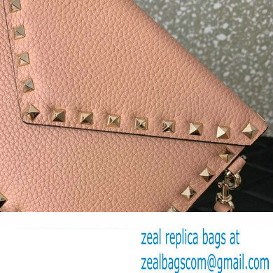 Valentino Rockstud Pouch Clutch Bag in Grainy Calfskin Nude Pink 2024