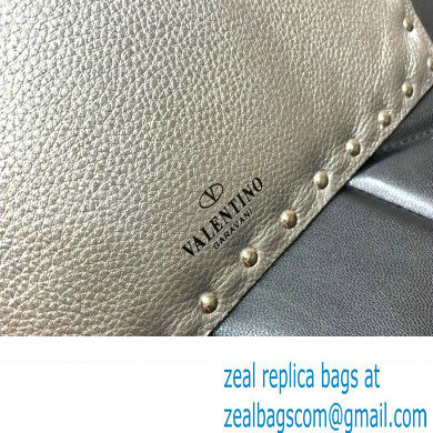 Valentino Rockstud Pouch Clutch Bag in Grainy Calfskin Silver 2024 - Click Image to Close