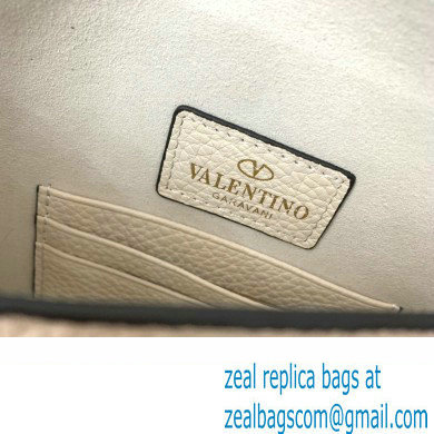 Valentino Rockstud Pouch Clutch Bag in Grainy Calfskin White 2024 - Click Image to Close