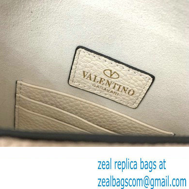 Valentino Rockstud Pouch Clutch Bag in Grainy Calfskin White 2024