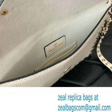 Valentino Rockstud Pouch Clutch Bag in Grainy Calfskin White 2024