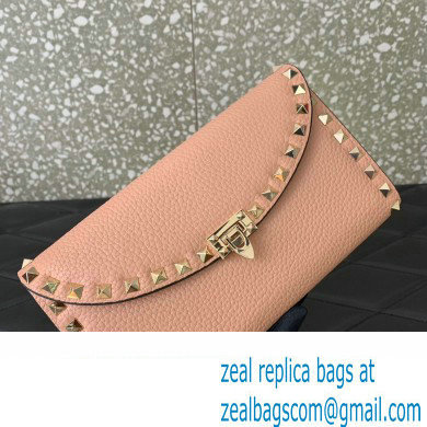 Valentino Rockstud Wallet With Chain in Grainy Calfskin Nude Pink 2024 - Click Image to Close