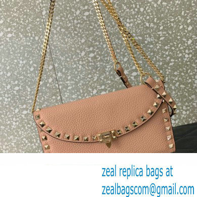 Valentino Rockstud Wallet With Chain in Grainy Calfskin Nude Pink 2024 - Click Image to Close