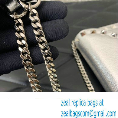 Valentino Rockstud Wallet With Chain in Grainy Calfskin Silver 2024 - Click Image to Close