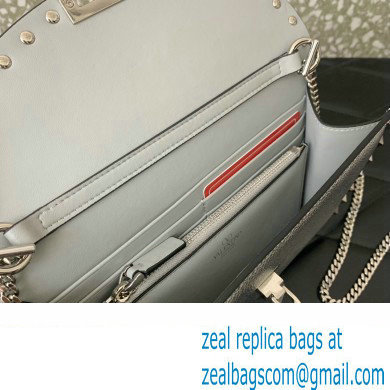 Valentino Rockstud Wallet With Chain in Grainy Calfskin Silver 2024