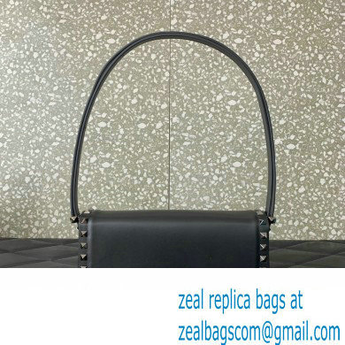 Valentino Rockstud23 E/W Smooth Calfskin Shoulder Bag Black 2023 - Click Image to Close