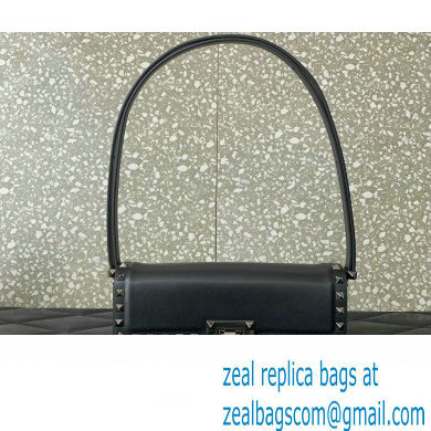 Valentino Rockstud23 E/W Smooth Calfskin Shoulder Bag Black 2023