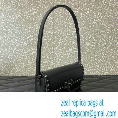 Valentino Rockstud23 E/W Smooth Calfskin Shoulder Bag Black 2023