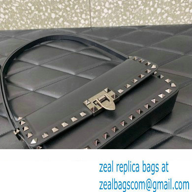 Valentino Rockstud23 E/W Smooth Calfskin Shoulder Bag Black 2023 - Click Image to Close