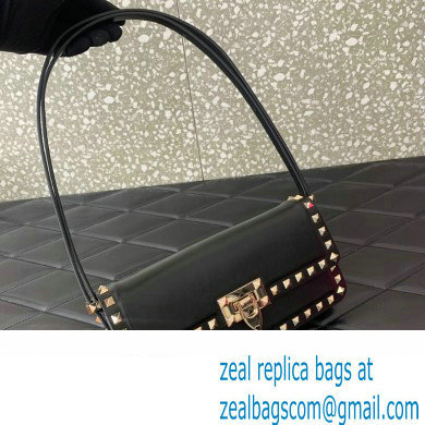 Valentino Rockstud23 E/W Smooth Calfskin Shoulder Bag Black/Gold 2023 - Click Image to Close