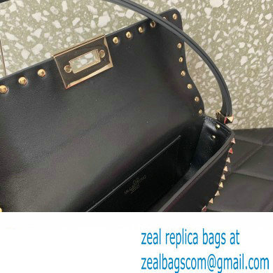 Valentino Rockstud23 E/W Smooth Calfskin Shoulder Bag Black/Gold 2023 - Click Image to Close