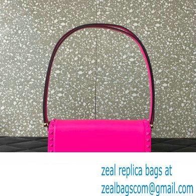 Valentino Rockstud23 E/W Smooth Calfskin Shoulder Bag Fuchsia 2023