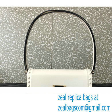 Valentino Rockstud23 E/W Smooth Calfskin Shoulder Bag White 2023 - Click Image to Close