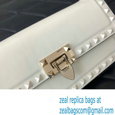 Valentino Rockstud23 E/W Smooth Calfskin Shoulder Bag White 2023